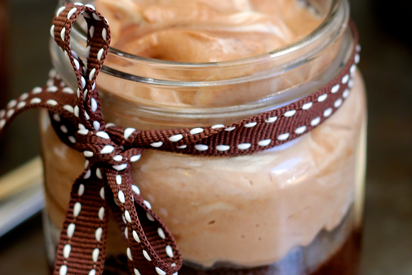 Chocolate, Banana, and Hazelnut Cake Jars